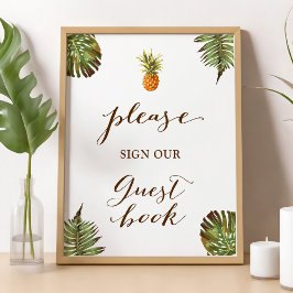 Skriv i vår gästbok | Tropiska blad Ananas Poster