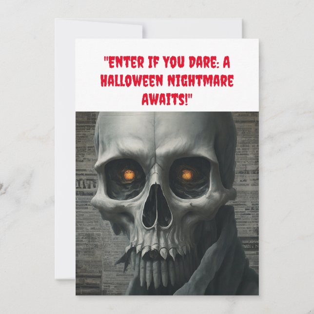 "Skriv if you Dare: A Halloween Nightmare Awaits!" Inbjudningar (Baksida)