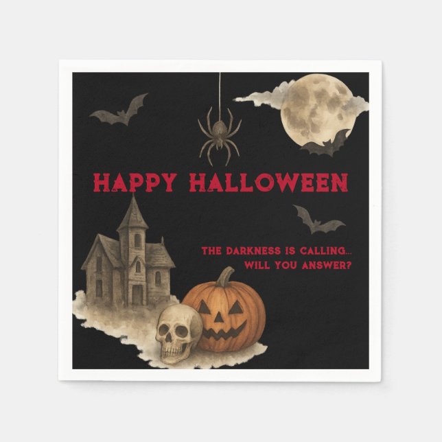 Skriv if you Dare - Spooky Haunween House Pappersservett (Framsidan)