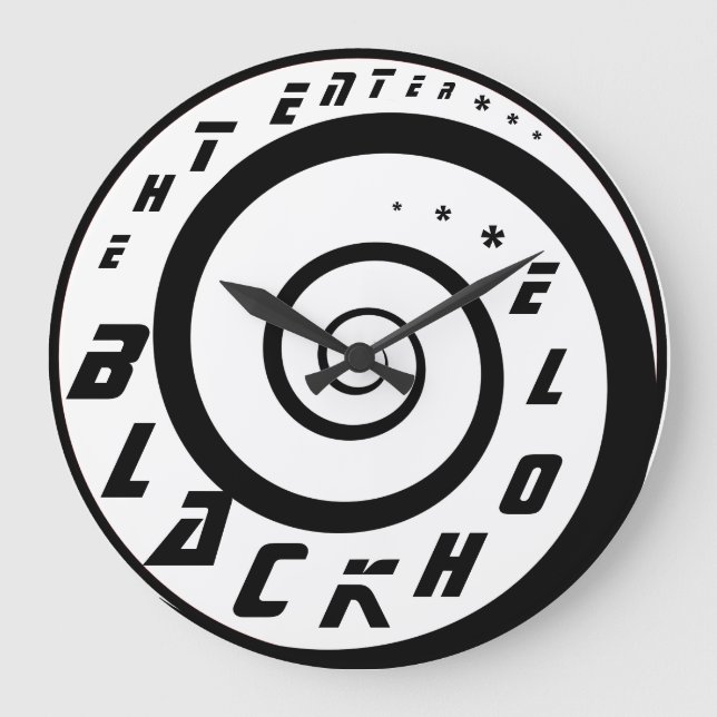 Skriv in det svart hål som väggen tar tid på! stor klocka (Framsida)