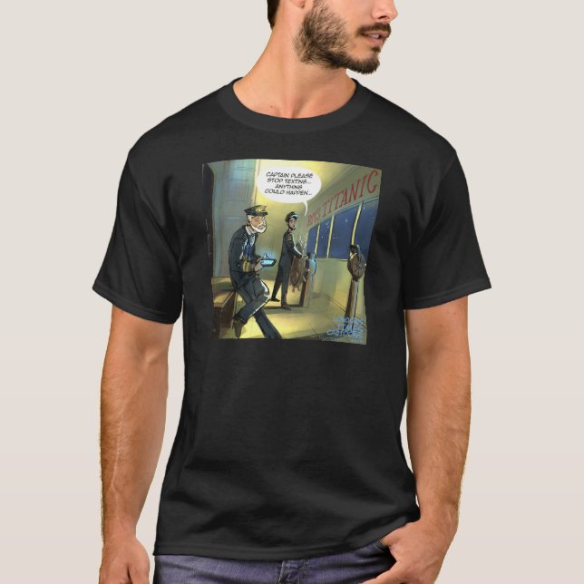 Skriv inte och Titanic Roligt T Shirt (Framsida)