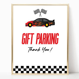 Skriv parking Red Tävling Car Party Bord Poster