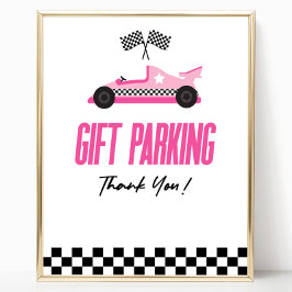 Skriv parking Rosa Tävling Car Party Bord Poster