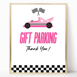 Skriv parking Rosa Tävling Car Party Bord Poster