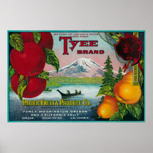 Skriv Pear Låda LabelWA, OR och CA Poster