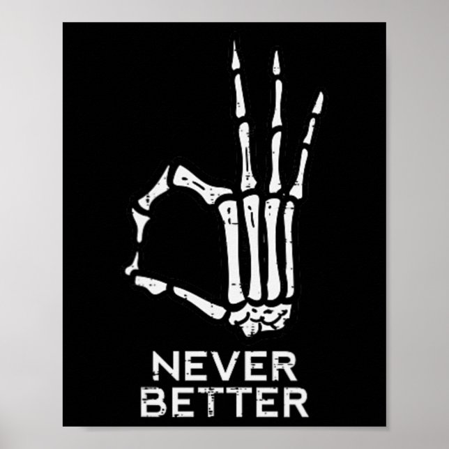 Skriv Skeleton Hand Roligt Halloween M Poster (Framsidan)