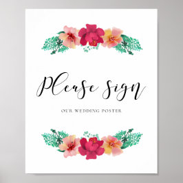 Skriv under - Blommigtens Personligt bröllp-tecken Poster