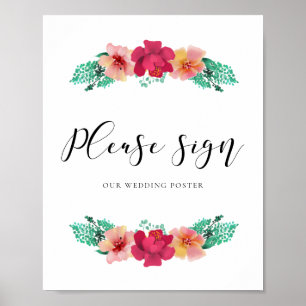 Skriv under - Blommigtens Personligt bröllp-tecken Poster