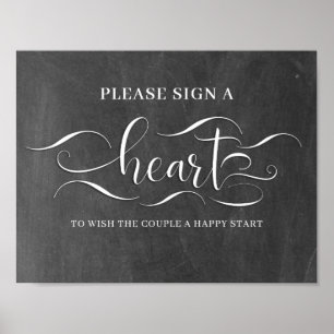 Skriv under ett Heart Bröllop-tecken Poster