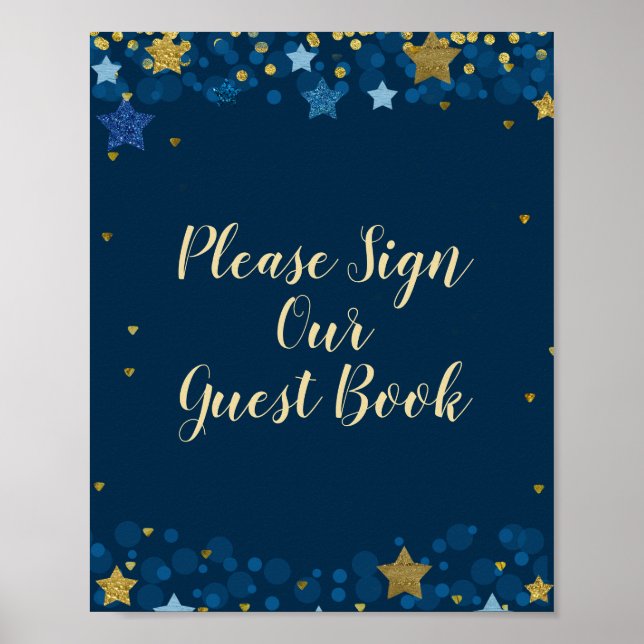 Skriv under gästen över Måne-babyduschen Poster (Framsidan)