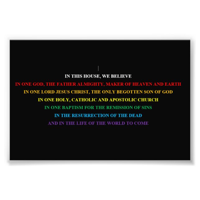 Skriv under med förkortad Nicene Creed. Fototryck (Framsidan)