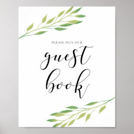 Skriv under vår guestbook Watercolor löv-skylt Poster