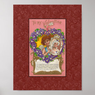 SKRIV UT 1900s VALENTINE POSTCARD Poster