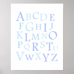 Skriv ut ABC Nursery Blue Typography Poster