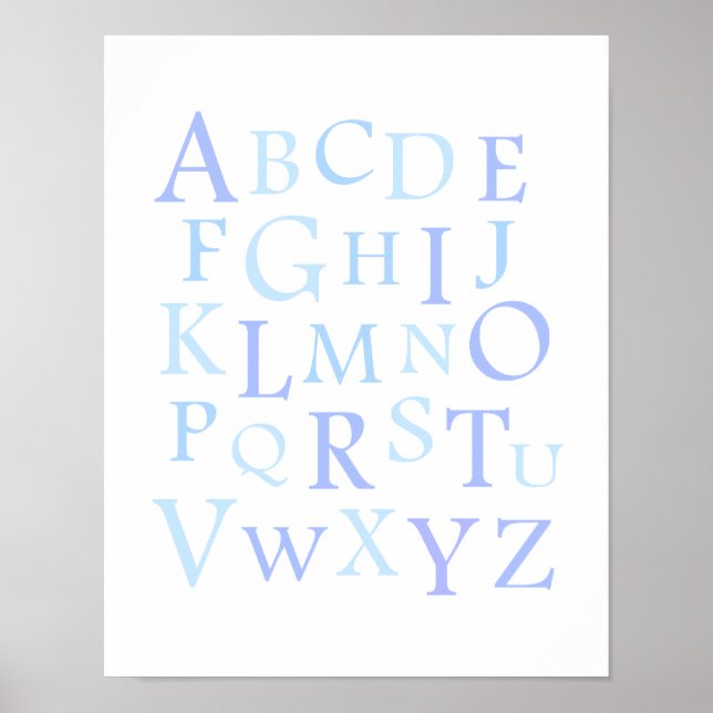 Skriv ut ABC Nursery Blue Typography Poster (Framsidan)