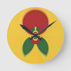 Skriv ut Abstrakt för Rasta Färg Rund Klocka