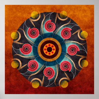 Skriv ut Abstrakt för vektorgrafik för blommigt Fä Poster