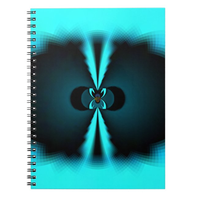 Skriv ut Abstrakt med cyan och svart Anteckningsbok Med Spiral (Framsidan)