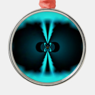 Skriv ut Abstrakt med cyan och svart Julgransprydnad Metall