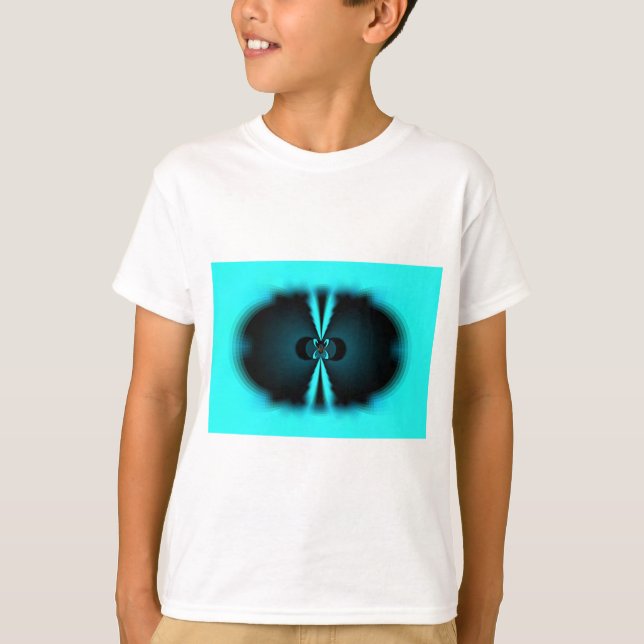 Skriv ut Abstrakt med cyan och svart T-shirt (Framsida)