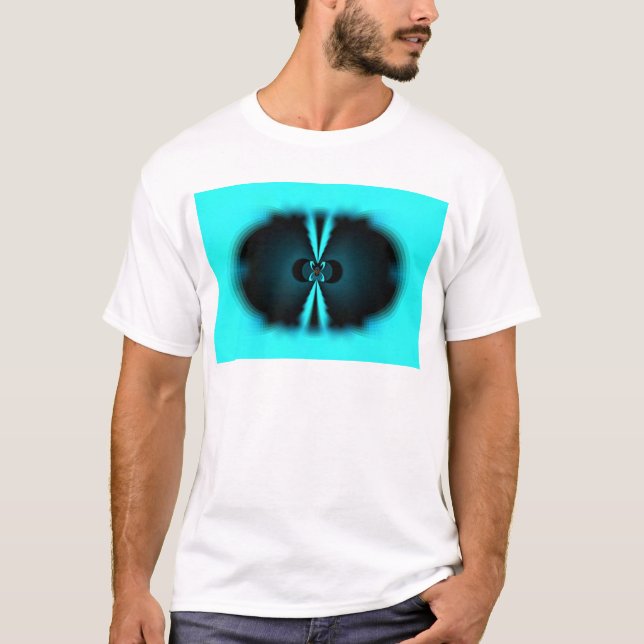 Skriv ut Abstrakt med cyan och svart T-shirt (Framsida)