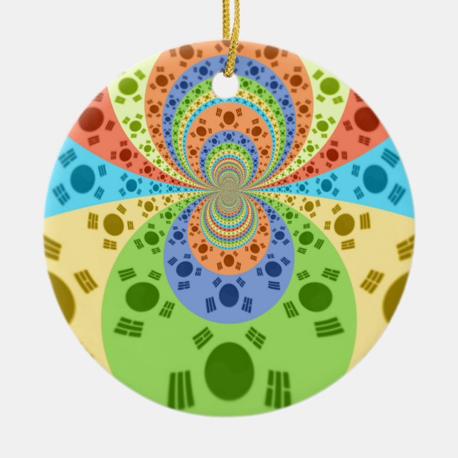 Skriv ut Abstrakt med inspirerad sydkoreansk Flagg Julgransprydnad Keramik (Framsidan)