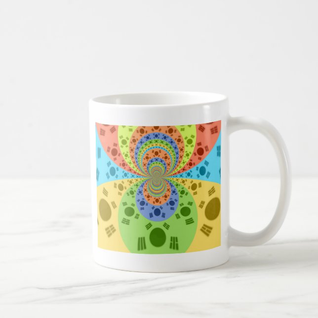 Skriv ut Abstrakt med inspirerad sydkoreansk Flagg Kaffemugg (Höger)