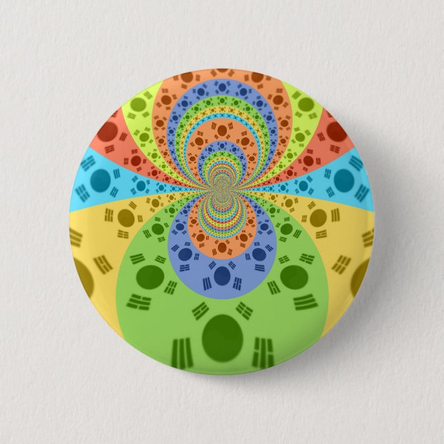 Skriv ut Abstrakt med inspirerad sydkoreansk Flagg Knapp (Framsida)