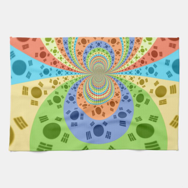 Skriv ut Abstrakt med inspirerad sydkoreansk Flagg Kökshandduk (Horisontell)