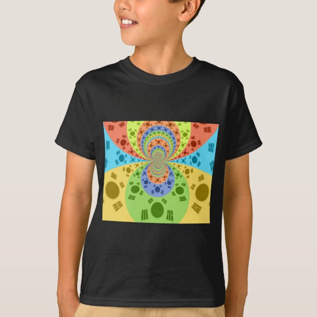 Skriv ut Abstrakt med inspirerad sydkoreansk Flagg T Shirt (Framsida)
