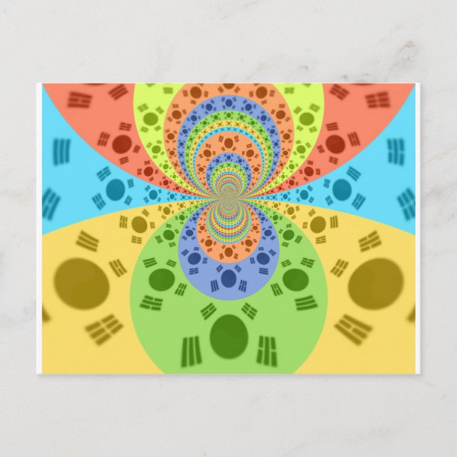 Skriv ut Abstrakt med inspirerad sydkoreansk Flagg Vykort (Framsida)