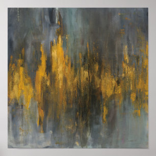 Skriv ut Abstrakten Black och Guld   Danhui Nai Poster