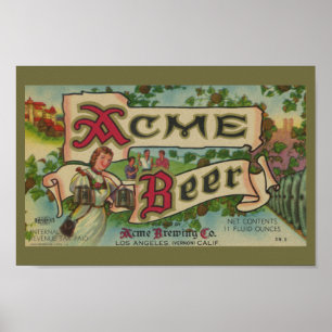 Skriv ut Acme Brewing Company Vintage Beer-etikett Poster