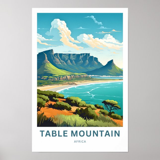Skriv ut Afrika för Bord-bergsresor Poster (Framsidan)