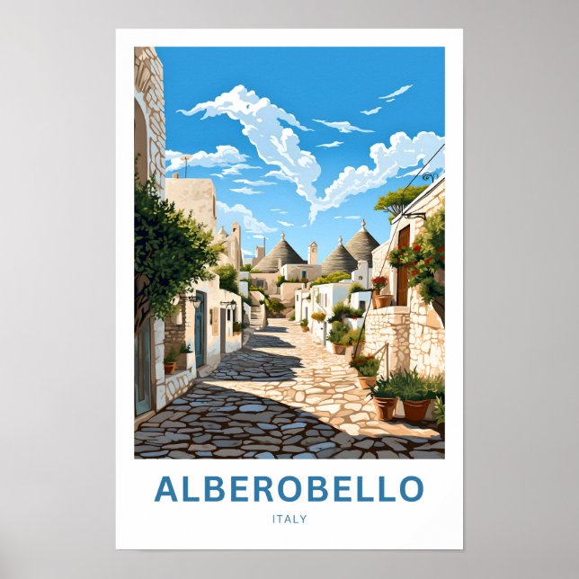 Skriv ut Alberobello Italien Travel Poster (Framsidan)