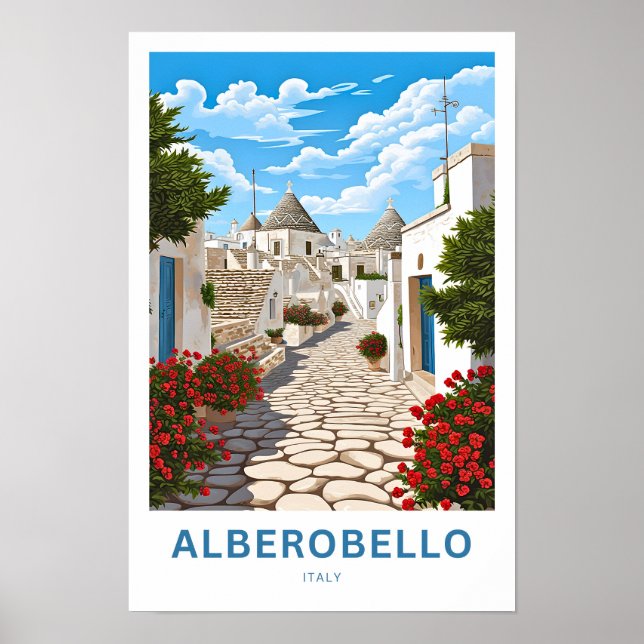 Skriv ut Alberobello Italien Travel Poster (Framsidan)