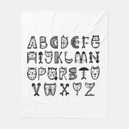 Skriv ut alfabet för Kat-Tecknad Fleecefilt