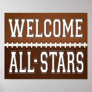 Skriv ut all STARS-skylt för fotbollens Party Poster
