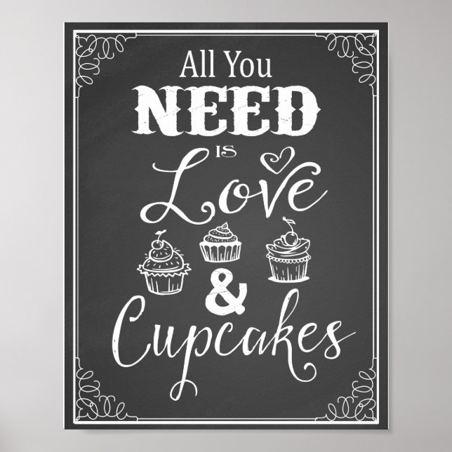 Skriv ut "Allt du behöver är kärlek & Muffinsar" Poster (Framsidan)