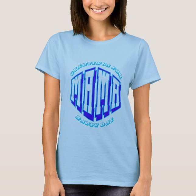 Skriv ut allt-över Apron hälsning för lycklig mamm T Shirt (Framsida)
