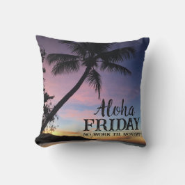 Skriv ut Aloha Fredag Hej Helg Handflatan Träd Kudde