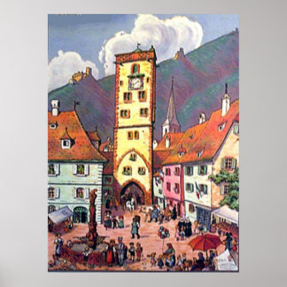 Skriv ut Alsace och Lorraine Vintage Poster
