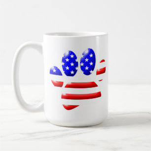 Skriv ut amerikanska Flagga Hund Paw Kaffemugg