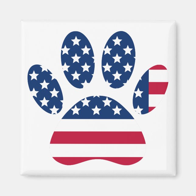 Skriv ut amerikanska Flagga Hund Paw Magnet (Framsidan)
