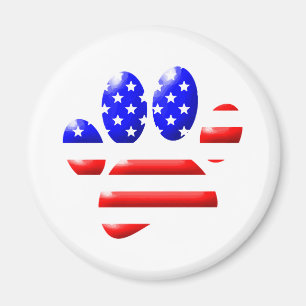 Skriv ut amerikanska Flagga Hund Paw Magnet