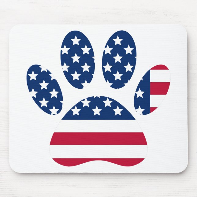 Skriv ut amerikanska Flagga Hund Paw Musmatta (Framsidan)