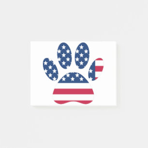 Skriv ut amerikanska Flagga Hund Paw Post-it Block