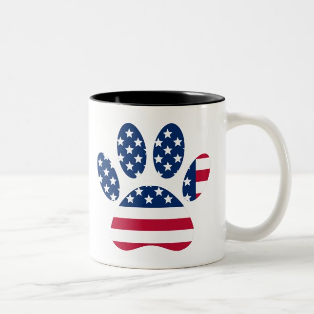 Skriv ut amerikanska Flagga Hund Paw Två-Tonad Mugg (Höger)