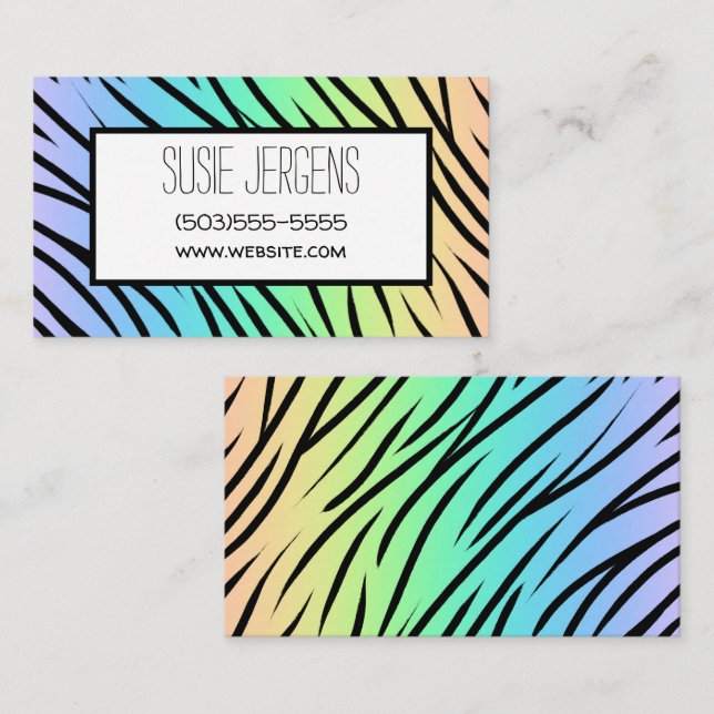 Skriv ut Anpassadet Pastel Rainbow Tiger Visitkort (Fram/baksida)