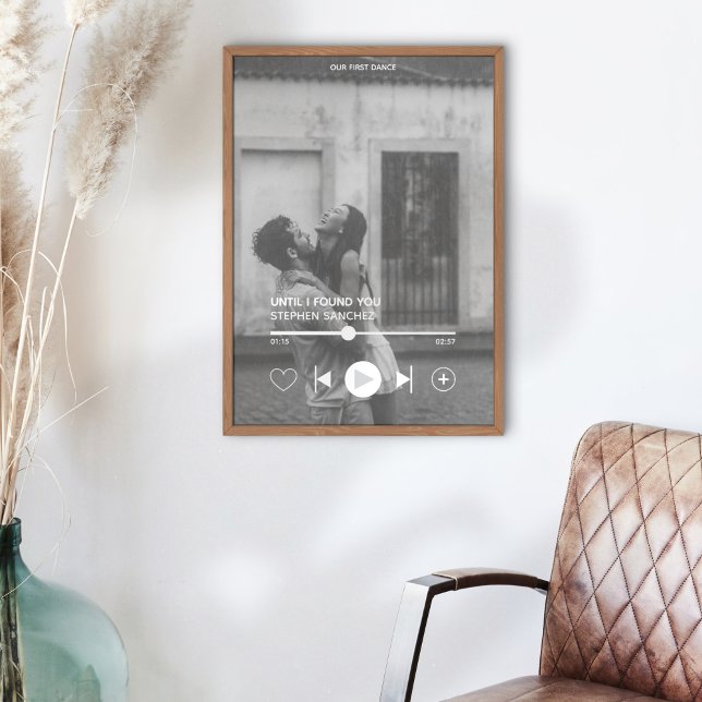 Skriv ut anpassningsbar First Dance Sång Photo Mem Fototryck (Capture the magic of your first dance with this framed art print! )